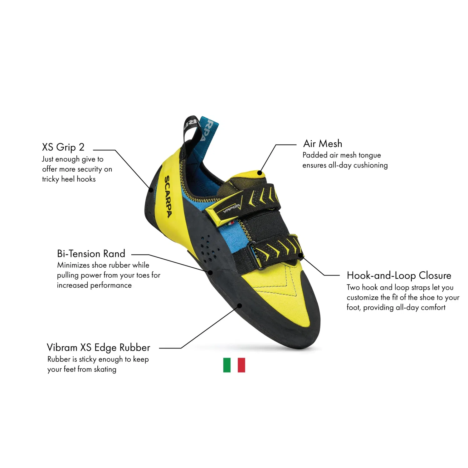 Детские скальные туфли для мальчиков и девочек с закрытым носком Reflex Kid Scarpa, Yellow Black Ffj Vision — фото 2