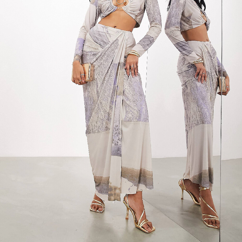 

Юбка Asos Edition Draped Maxi, сиреневый/серы