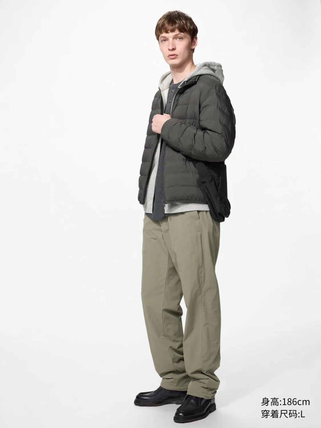 Брюки утепленные удлиненные Uniqlo, хаки