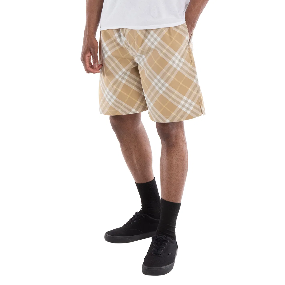 Шорты с принтом в клетку Check Pattern Belted Waist Burberry, Flax Ip Check — фото 2