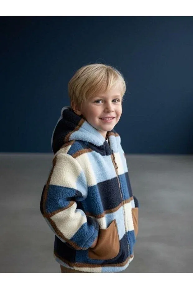 Детское пальто для мальчиков с капюшоном Zekids, Blue — фото 3