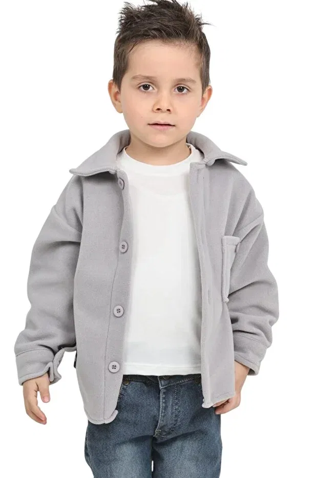 Детская фланелевая рубашка с принтом Erdem Kids, Light Gray — фото 4
