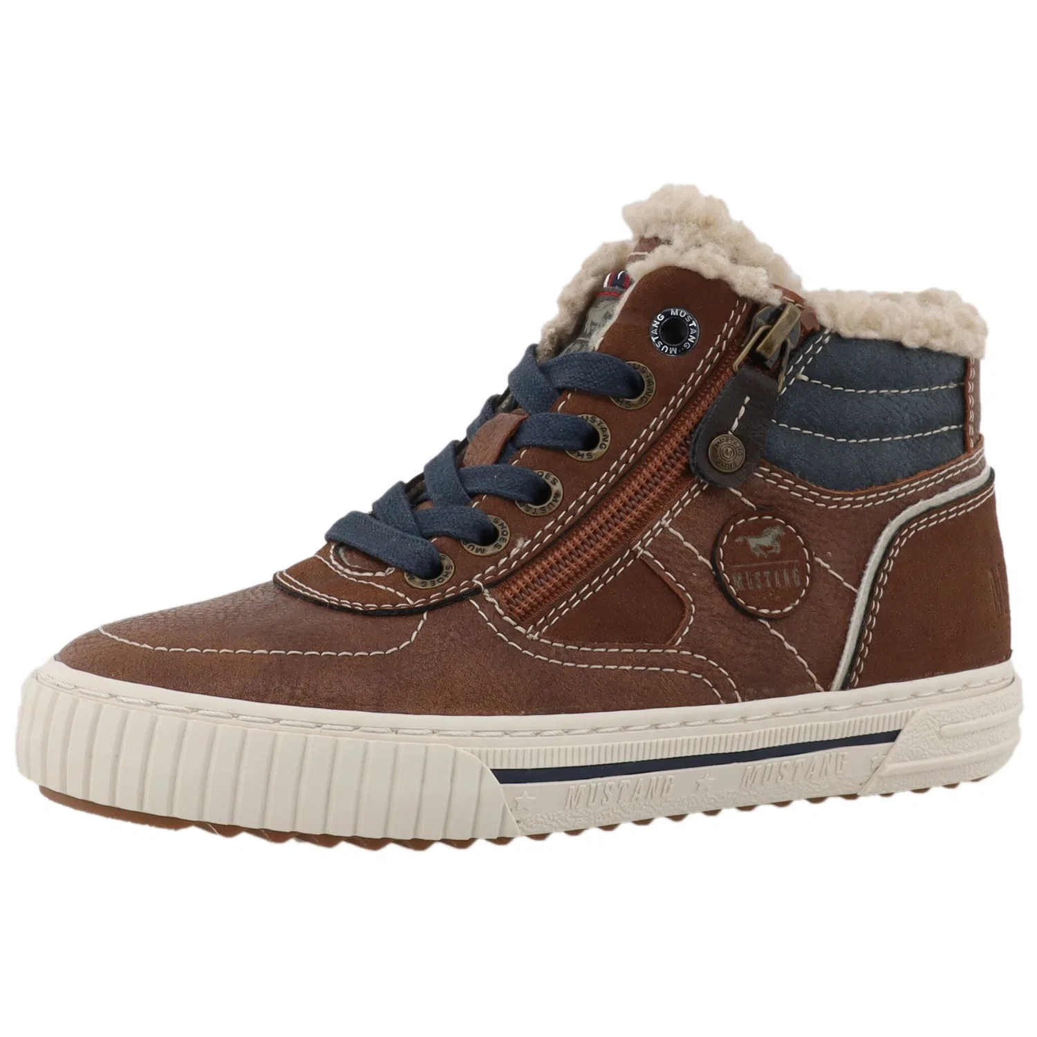 Детские высокие кроссовки-ботинки с контрастными элементами Mustang Shoes, Brown