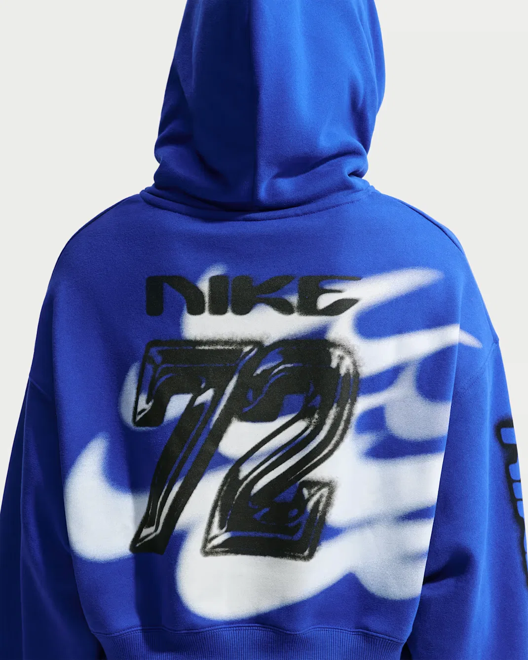 Женская укороченная толстовка оверсайз с капюшоном Nike Studio Fleece Medium Weight, Old Royal/Sail — фото 2