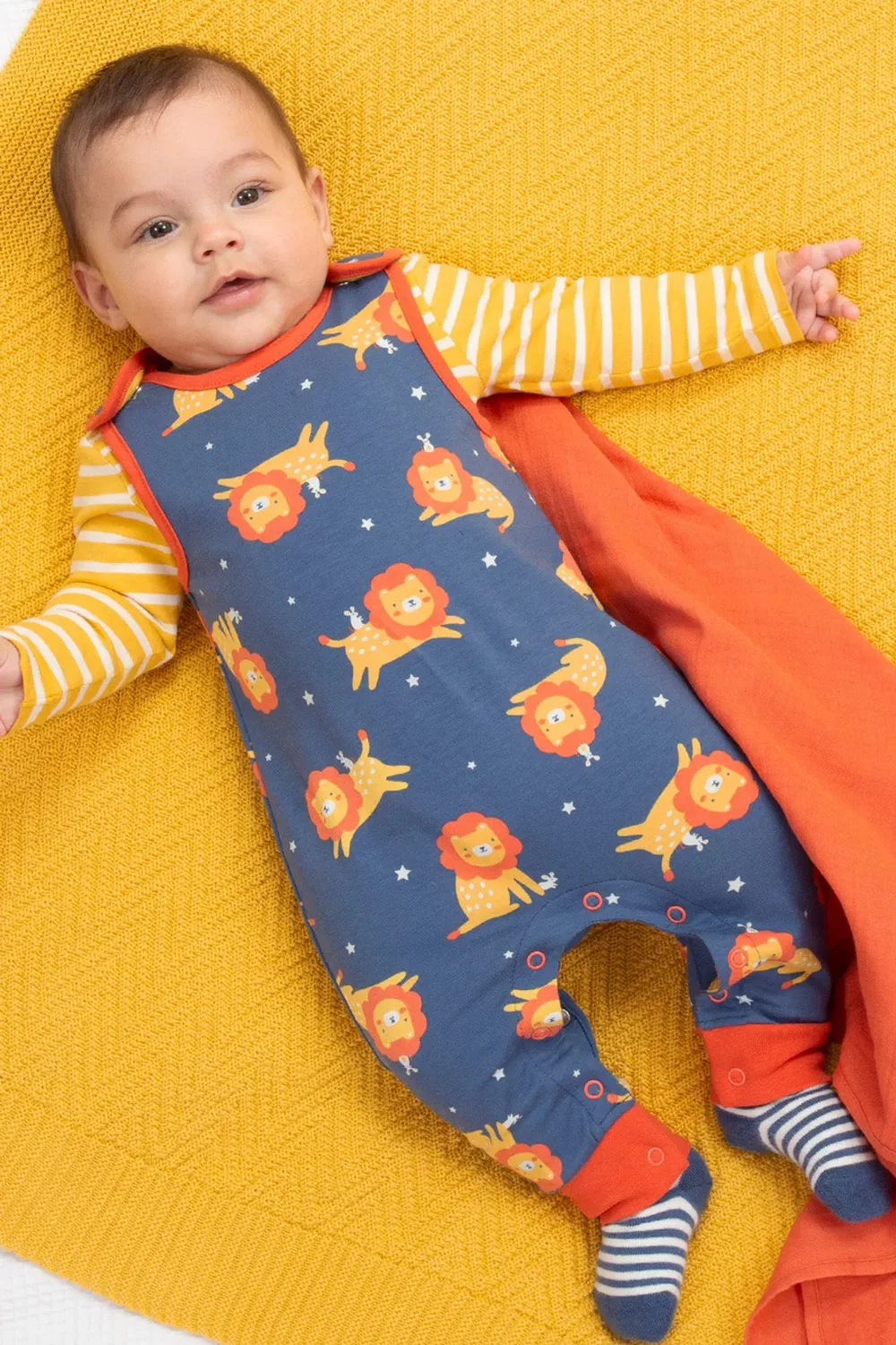 Детский комбинезон с принтом Baby lion and mouse Kite, Navy — фото 2