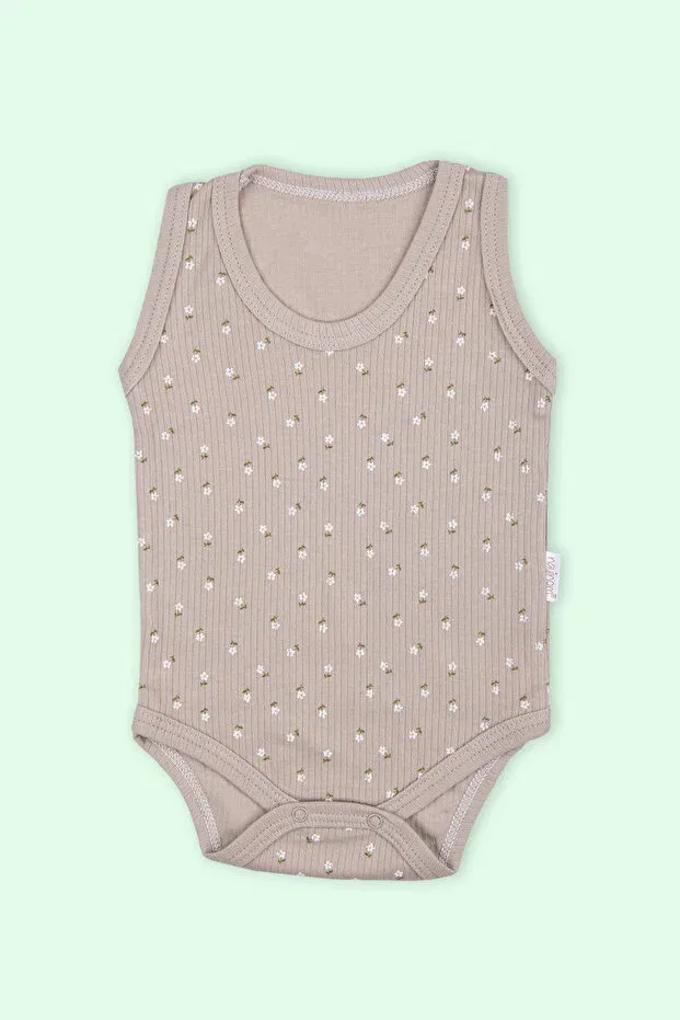 Детское боди для девочек хлопковое Tulip patterned snap-on baby bodysuit Saydek Baby, Brown