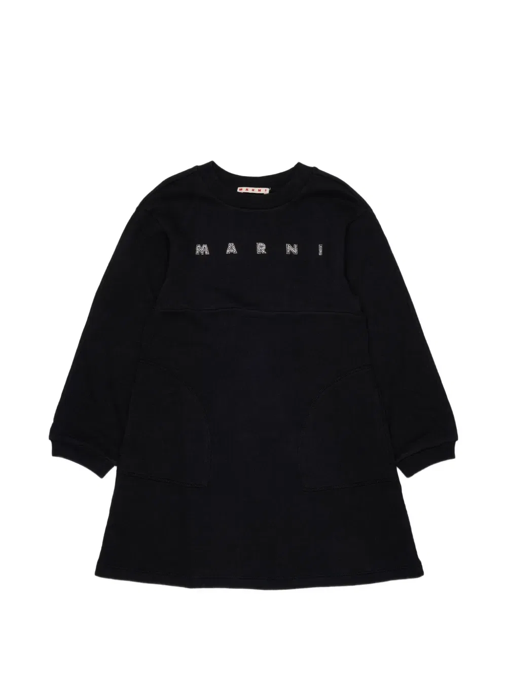 Платье с логотипом и стразами Marni Kids, черный