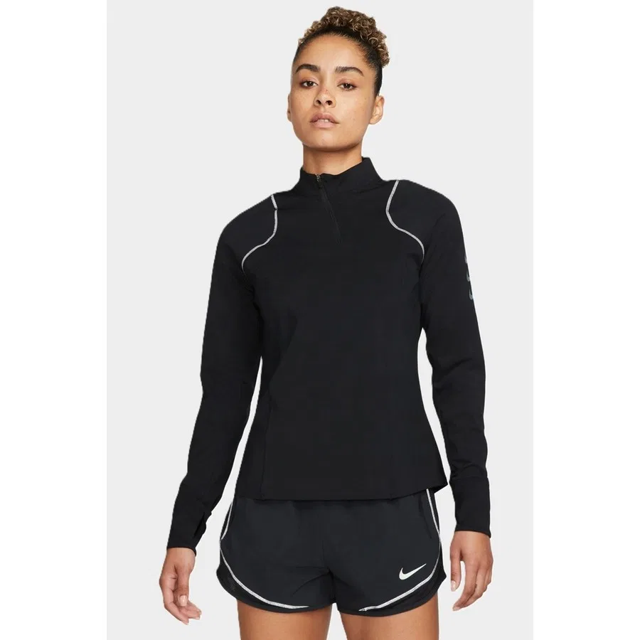 Женский свитшот для бега с полузамком и светоотражающими элементами Nike Dri Fit Adv Running Division, Черный