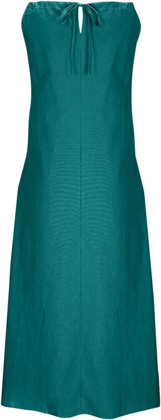 Женское открытое платье без бретелек с открытой спиной, Dark Green — фото 3