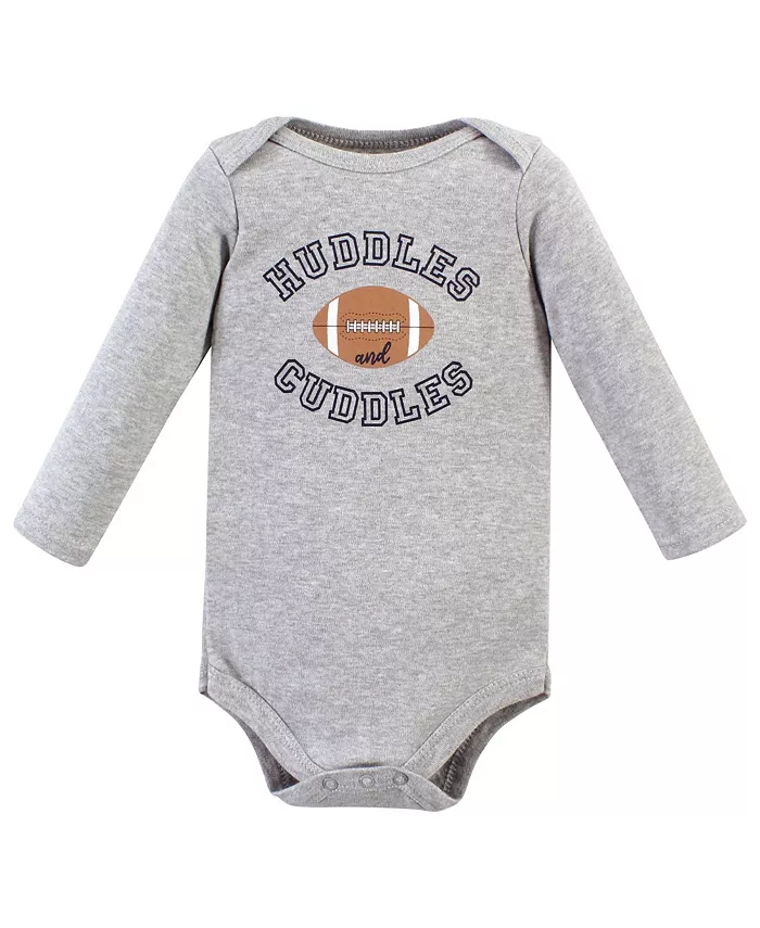 Детский хлопковый боди с длинным рукавом 3 шт Hudson Baby, серый — фото 2
