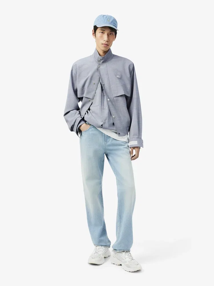 Рубашка с открытым воротником из шерстяного бленда LACOSTE, Silver — фото 4