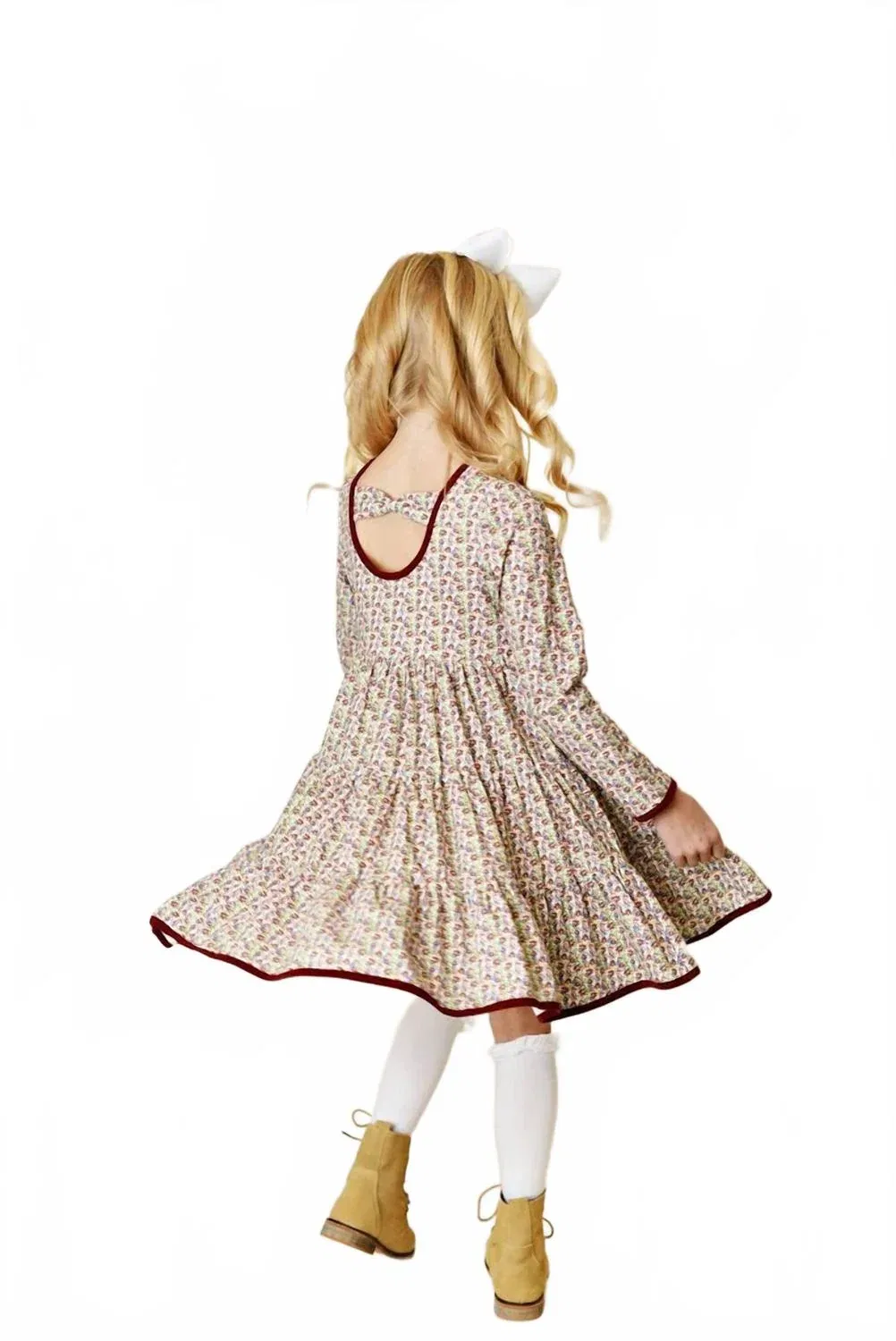 Детское платье для девочек с цветочным принтом и вырезом лодочка Swoon Baby Clothing, Plum — фото 2