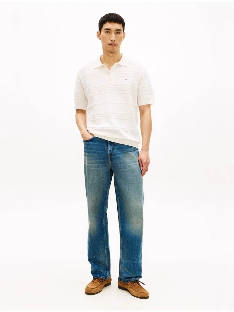 Свитер поло, хлопковый бленд, модель T12G1KPN260MT2Z00 TOMMY HILFIGER, Ivory — фото 2