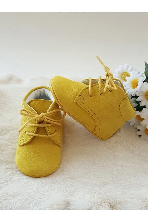 Детские кожаные ботинки для новорожденных Hodore, Yellow — фото 3