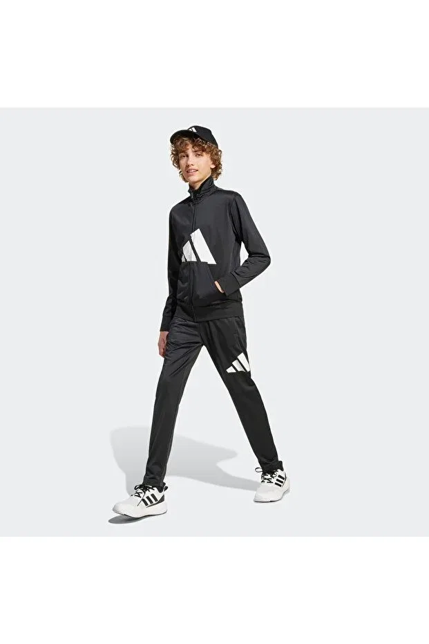 Детский спортивный костюм для девочек с принтом Adidas, Black - White — фото 3