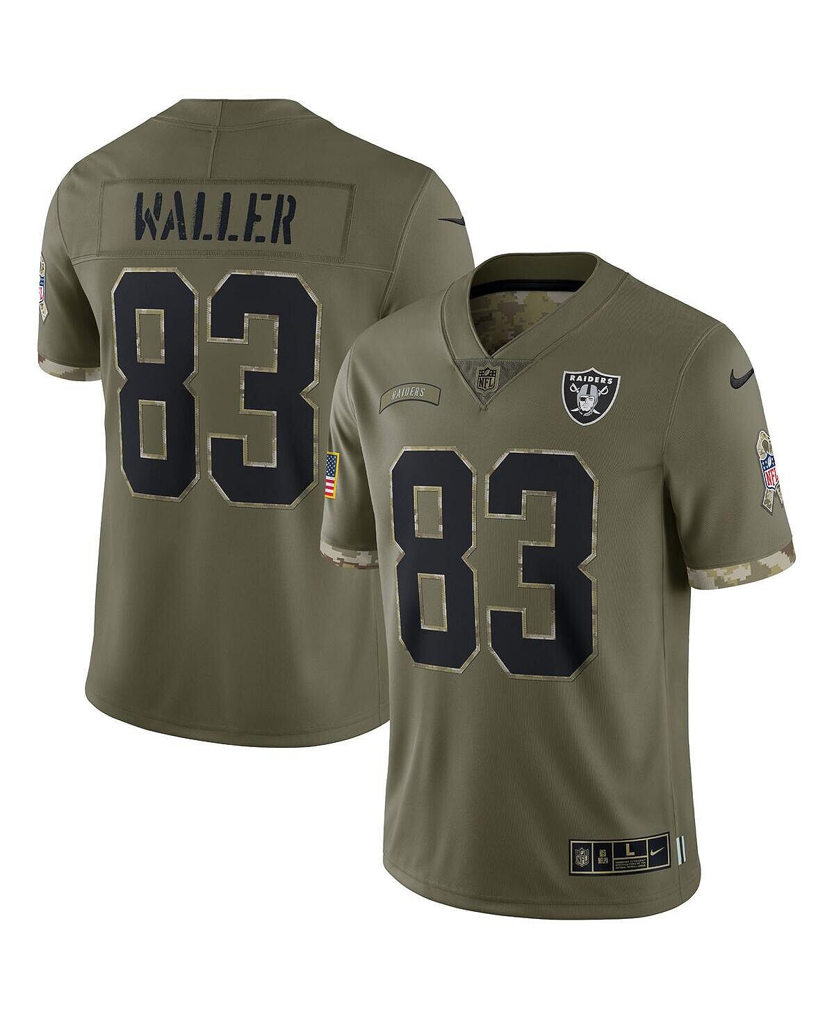 

Мужская футболка darren waller olive las vegas raiders 2022 salute to service limited jersey Nike