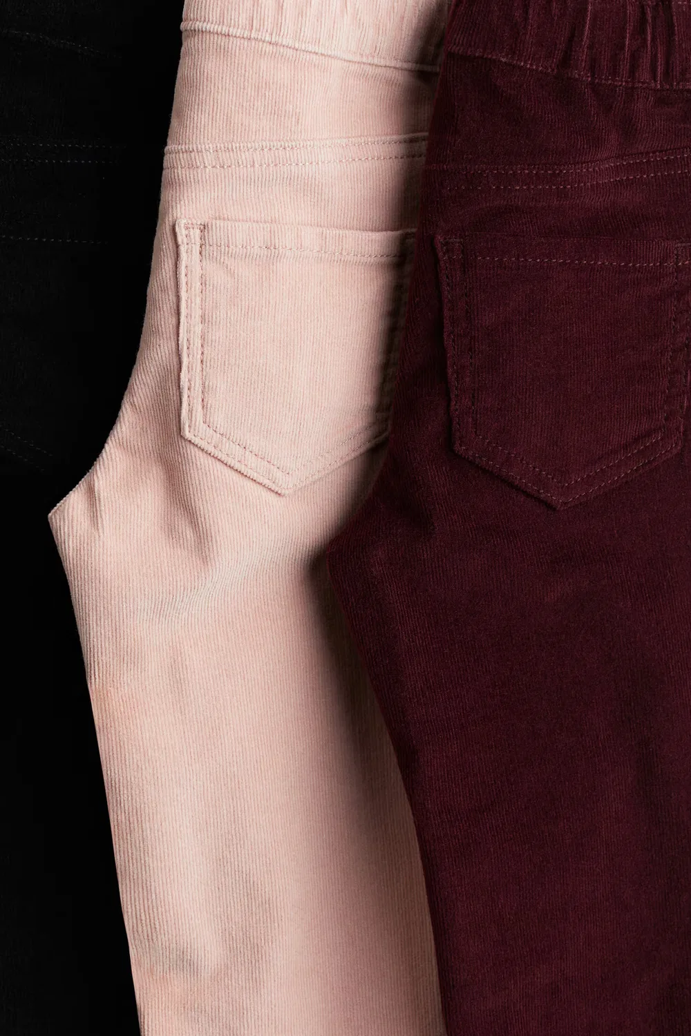 Комплект из 3 вельветовых леггинсов H&M, Schwarz/Hellrosa/Dunkelrot — фото 2
