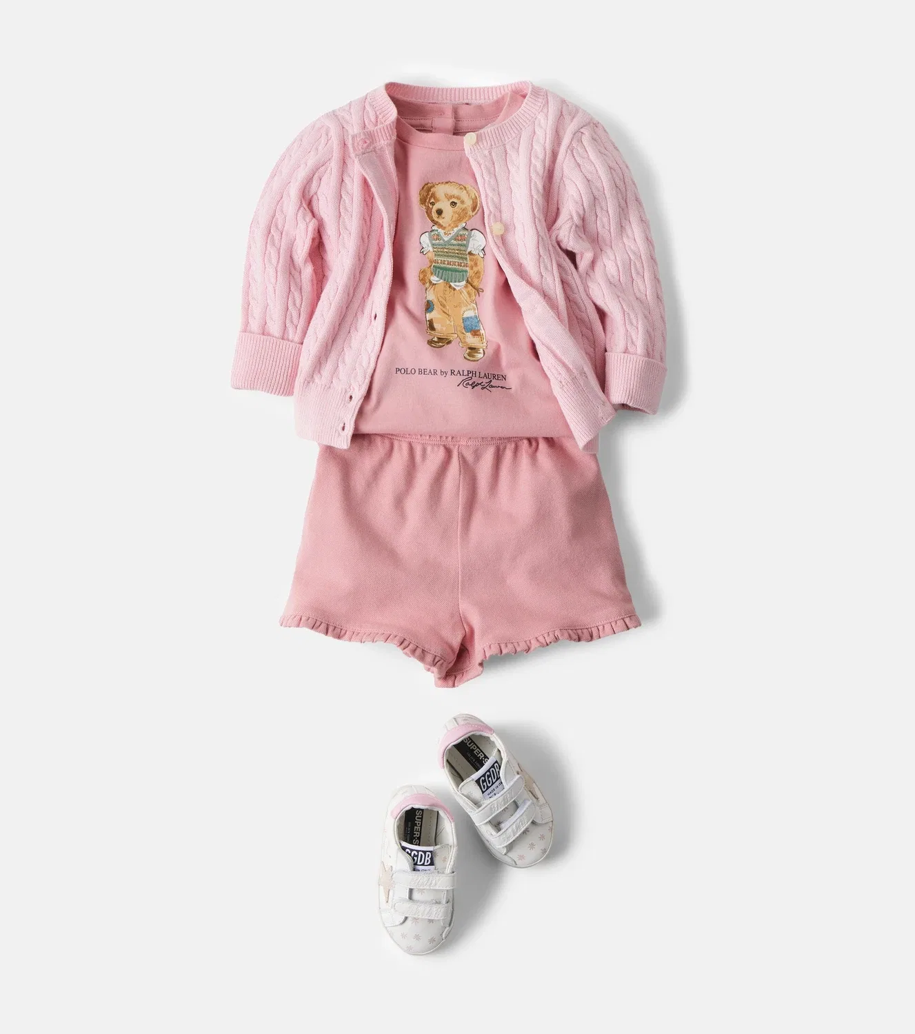 Комплект из футболки и шорт Baby Polo Bear из хлопка Polo Ralph Lauren Kids, розовый — фото 2