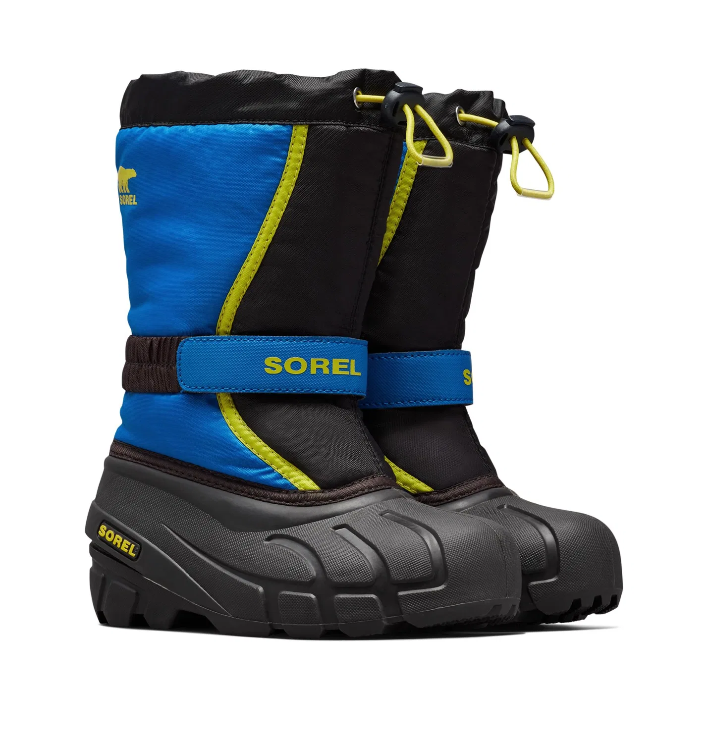Детские зимние ботинки для мальчиков непромокаемые Flurry Sorel, Black Super Blue — фото 3