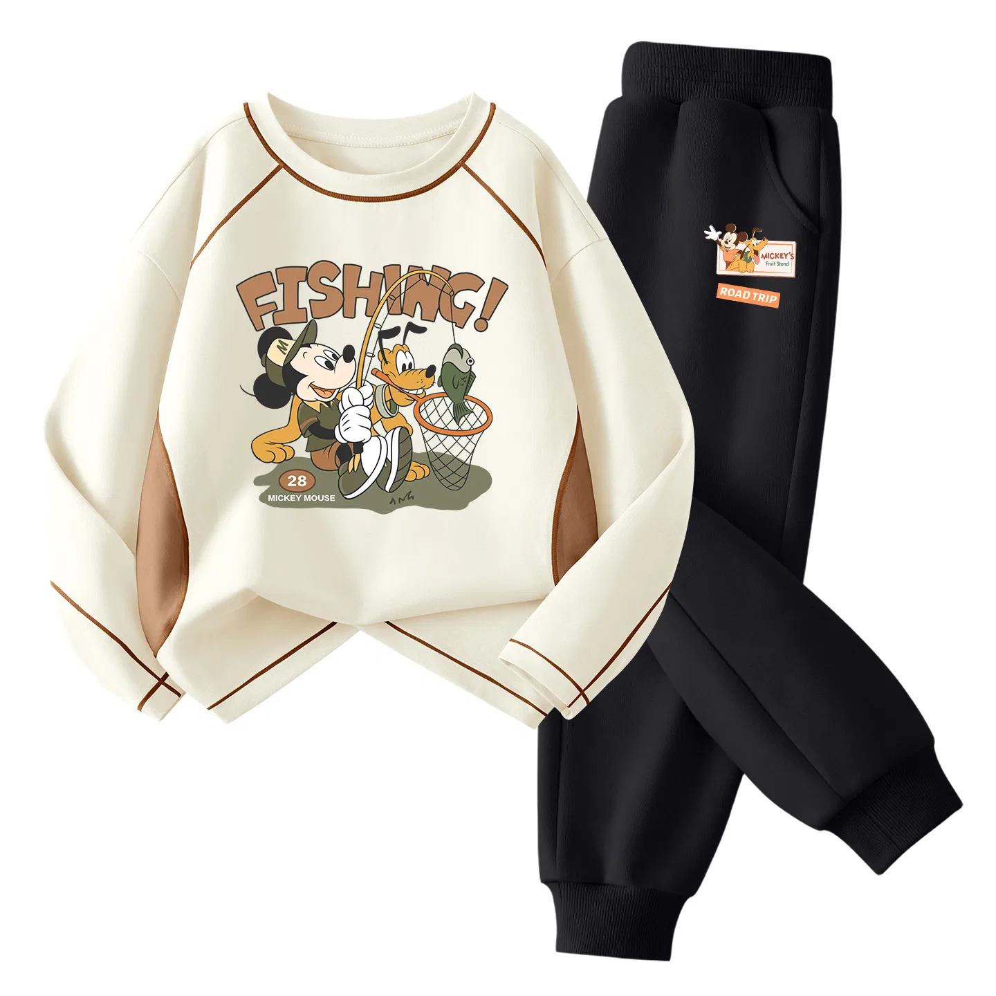 Детский спортивный комплект с круглым вырезом Di Fishing Apricot+Di Happy Standard K Black Disney, Di Fishing Apricot+Di Happy Standard K Black