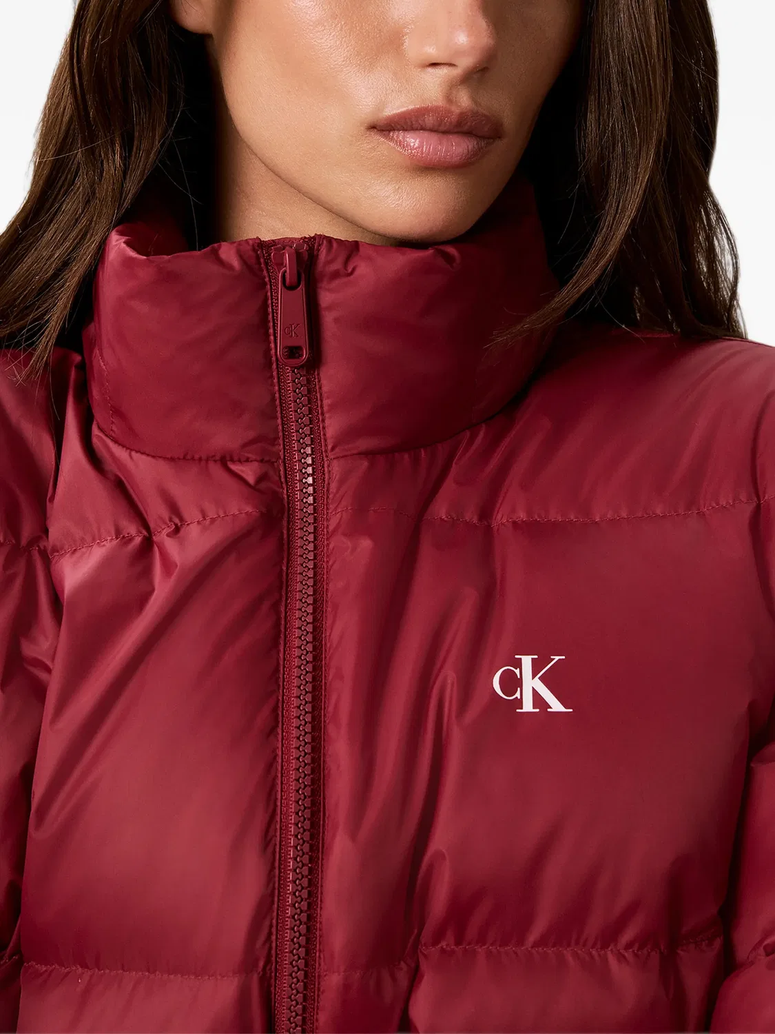 Стеганый пуховик с капюшоном Calvin Klein, красный — фото 4