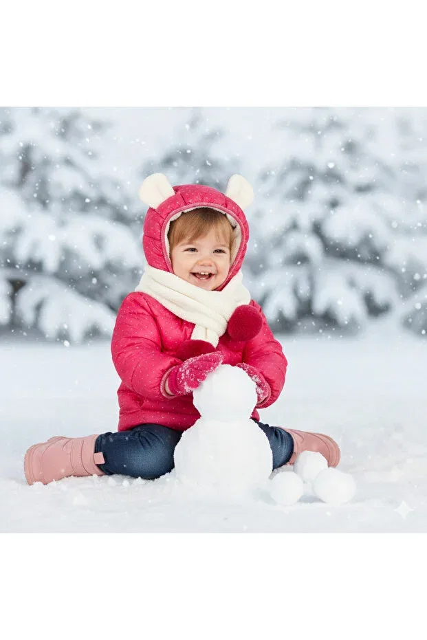 Детское пальто для девочек с принтом Pompom Collar And Hood Mdm, Pink — фото 4