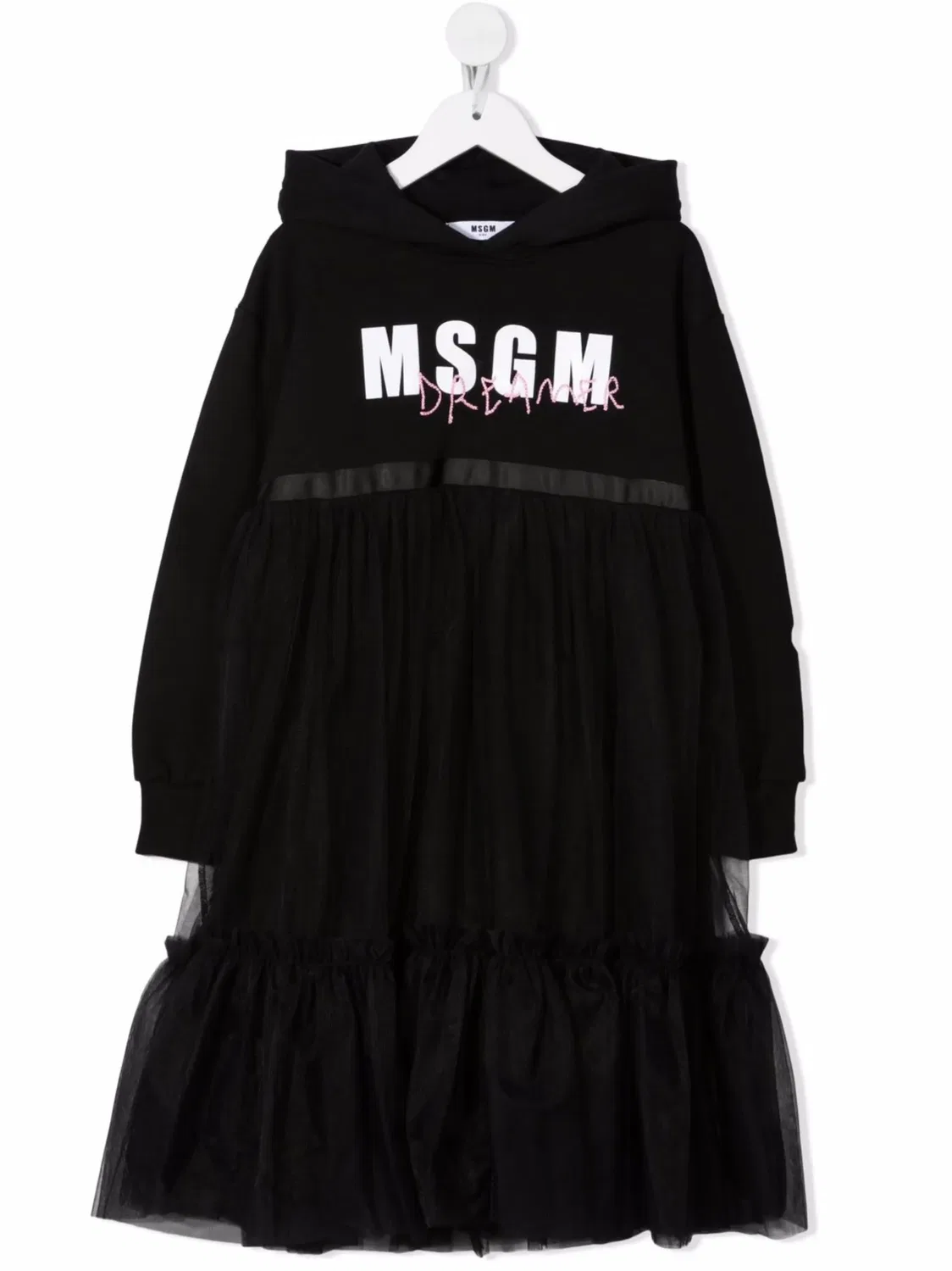 Платье с капюшоном и логотипом MSGM, черный