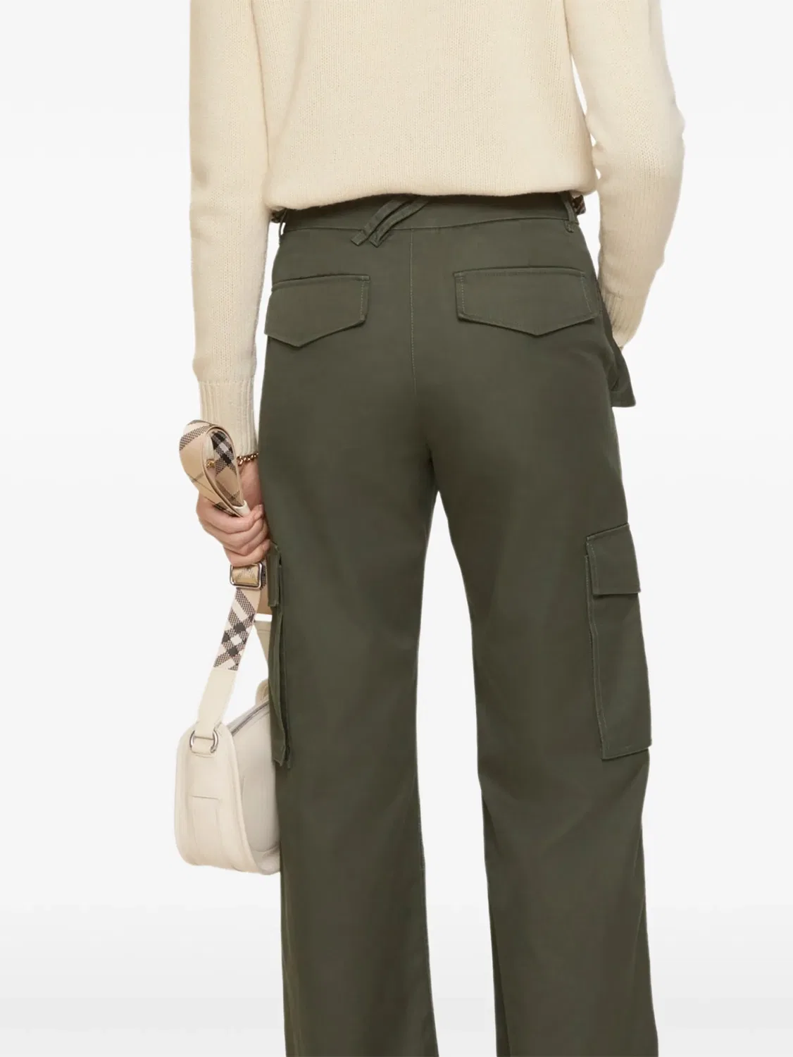 Штаны с карманами и отделкой в клетку Burberry, зеленый — фото 4