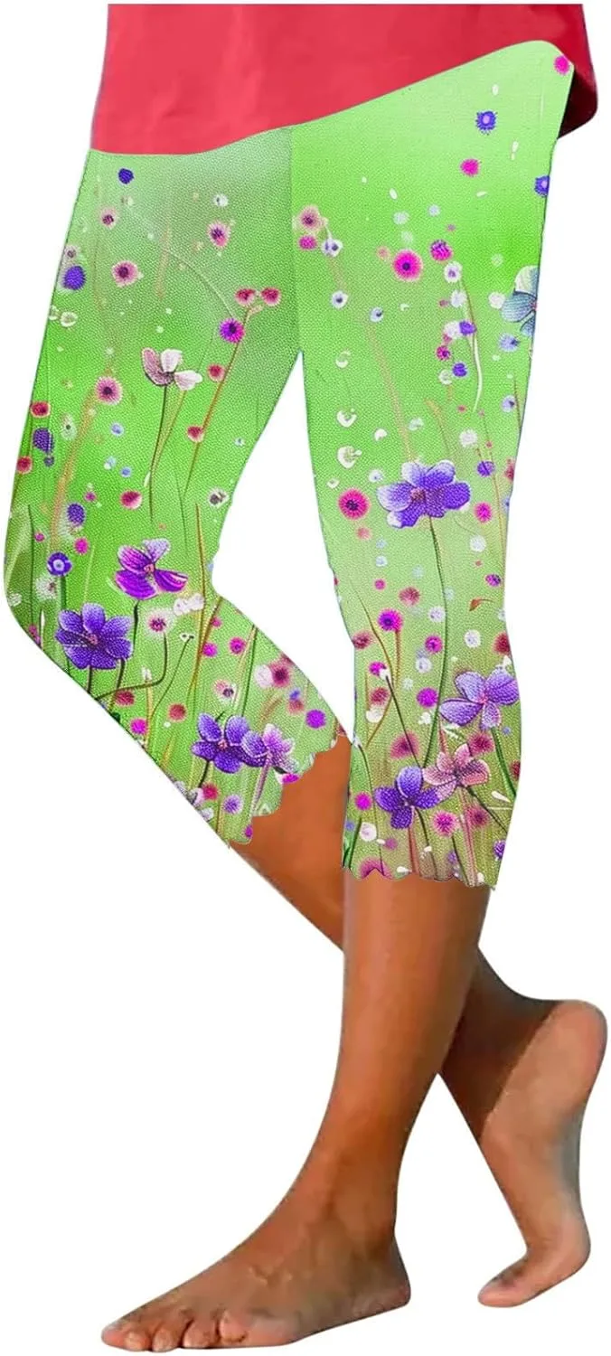 

Женские капри для тренировок с цветочным принтом, высокие maisdgop