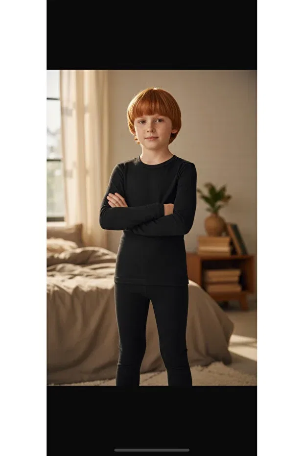 Детское термобелье хлопковое для мальчиков Asl, Black