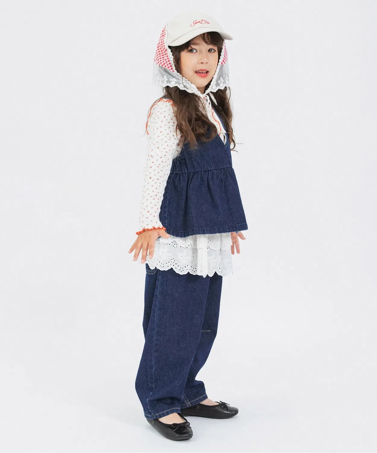 Детские джинсовые брюки с завышенной талией, модель Curved Denim Pants BREEZE, Sax Blue — фото 4