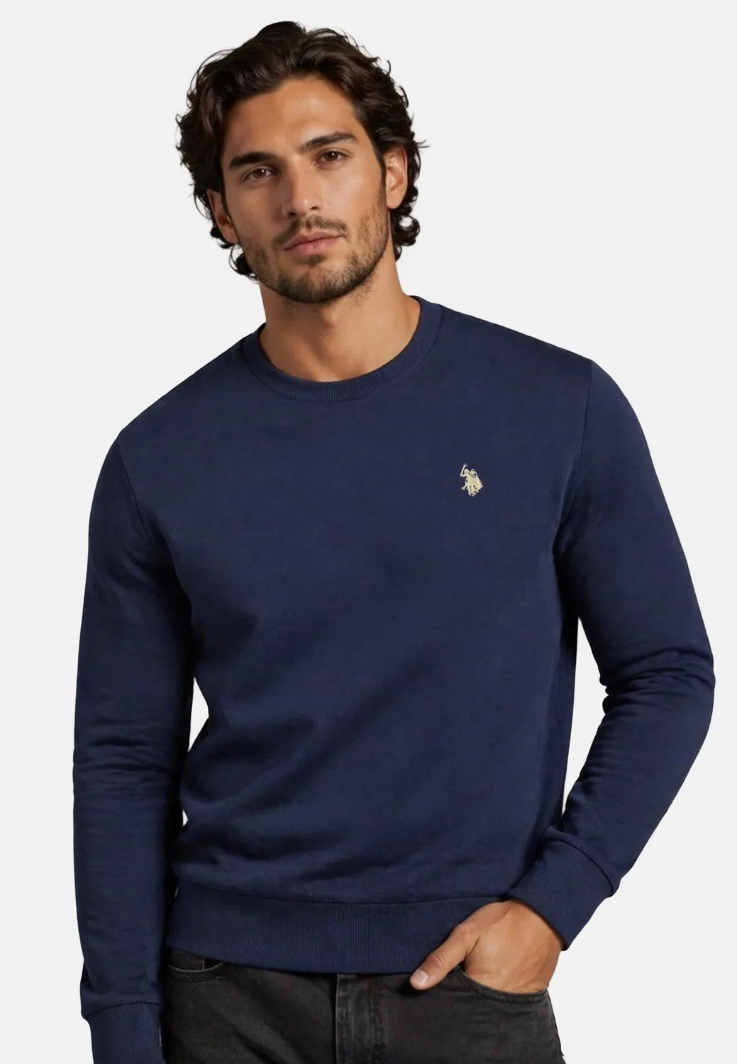 Мужской пуловер с круглым вырезом USJaxxon U.S. Polo Assn., Navy-Beige