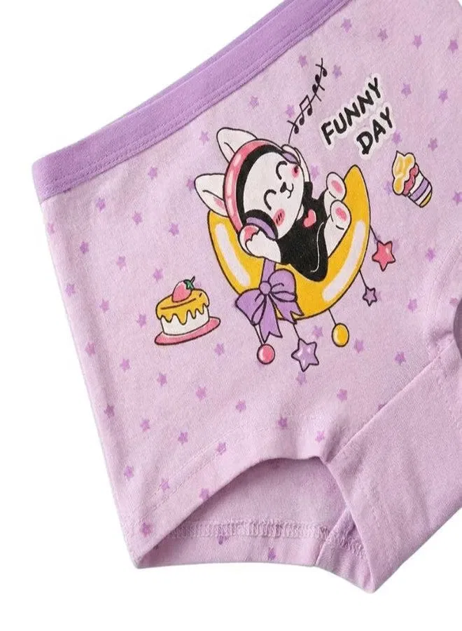 Трусы детские хлопковые комплект из 4 штук с принтом зайчиков Babyqlo, мультиколор — фото 3