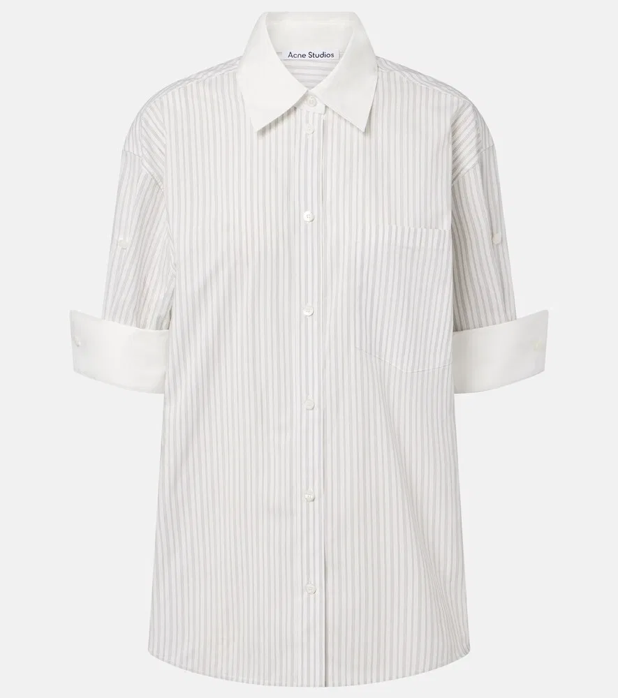 Полосатая рубашка из хлопкового поплина Acne Studios, белый