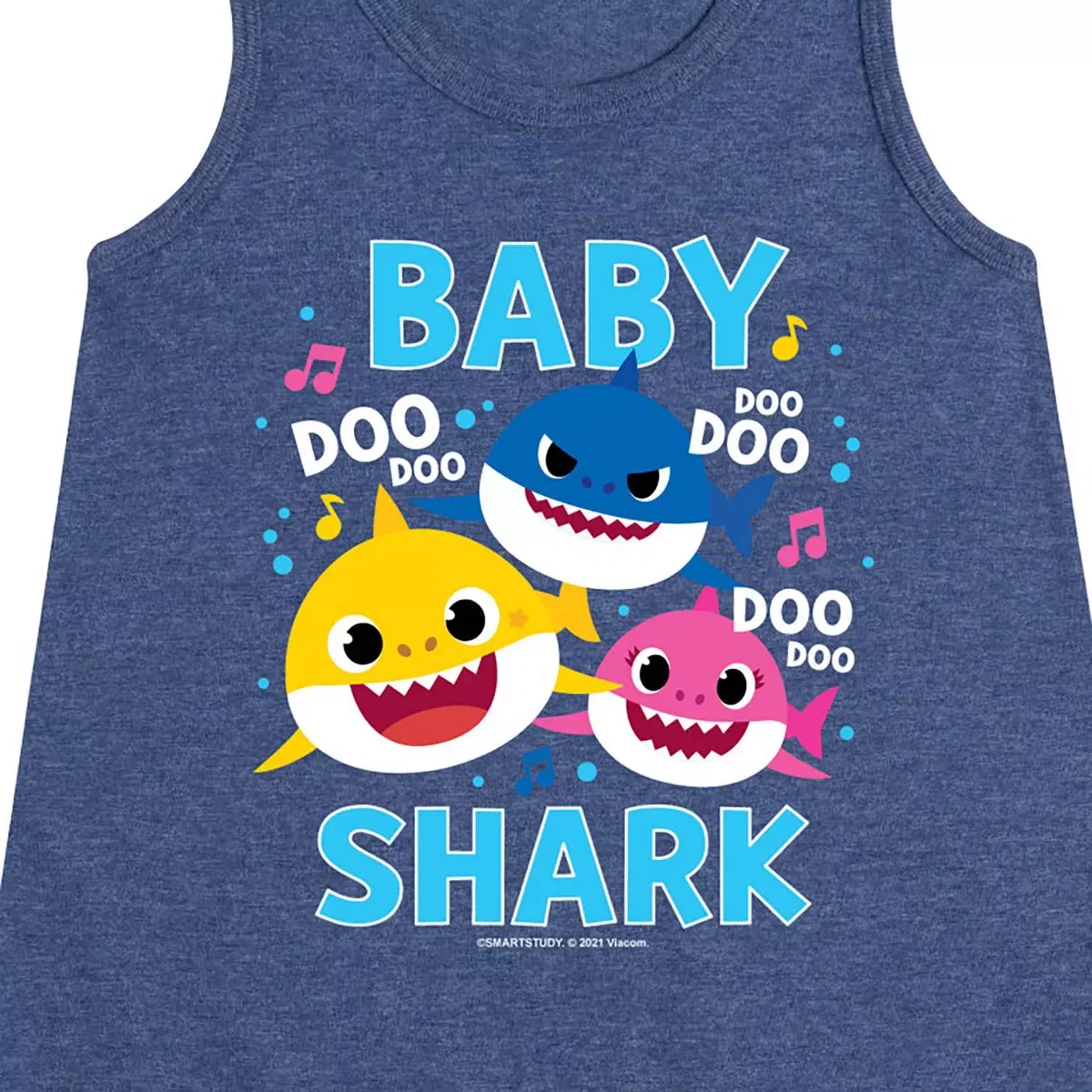 Детское платье-трапеция без рукавов Baby Shark Family Doo Doo Doo Baby Shark, Heather Navy — фото 2