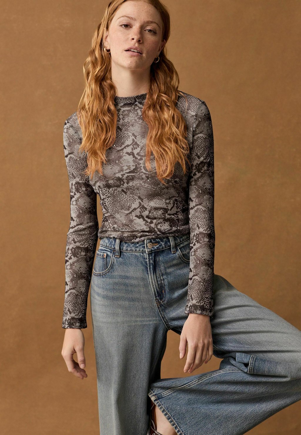 

Топ с длинными рукавами EMBELLISHED REGULAR FIT Next, серый