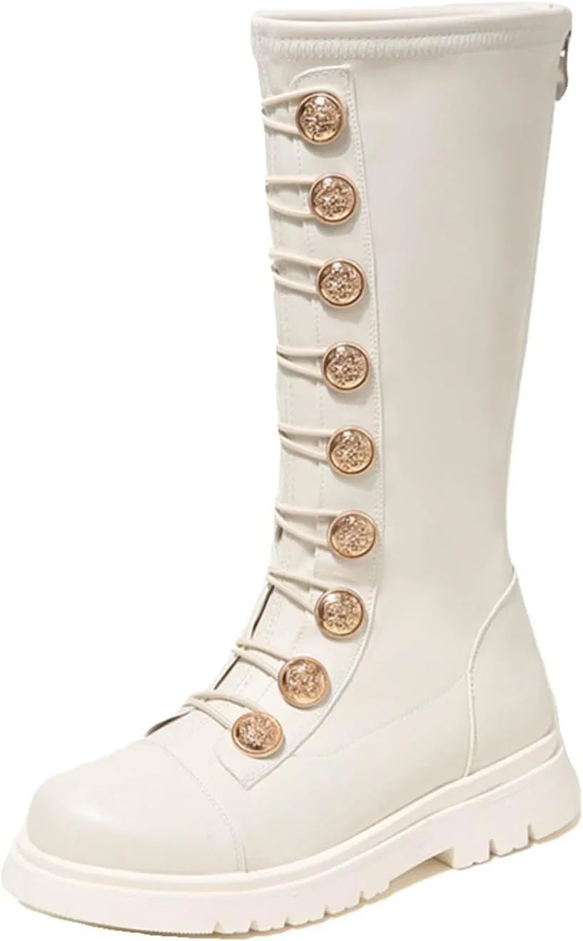 Детские ботинки для девочек с принтом, модель Cute Combat Ankle Boots, White — фото 4