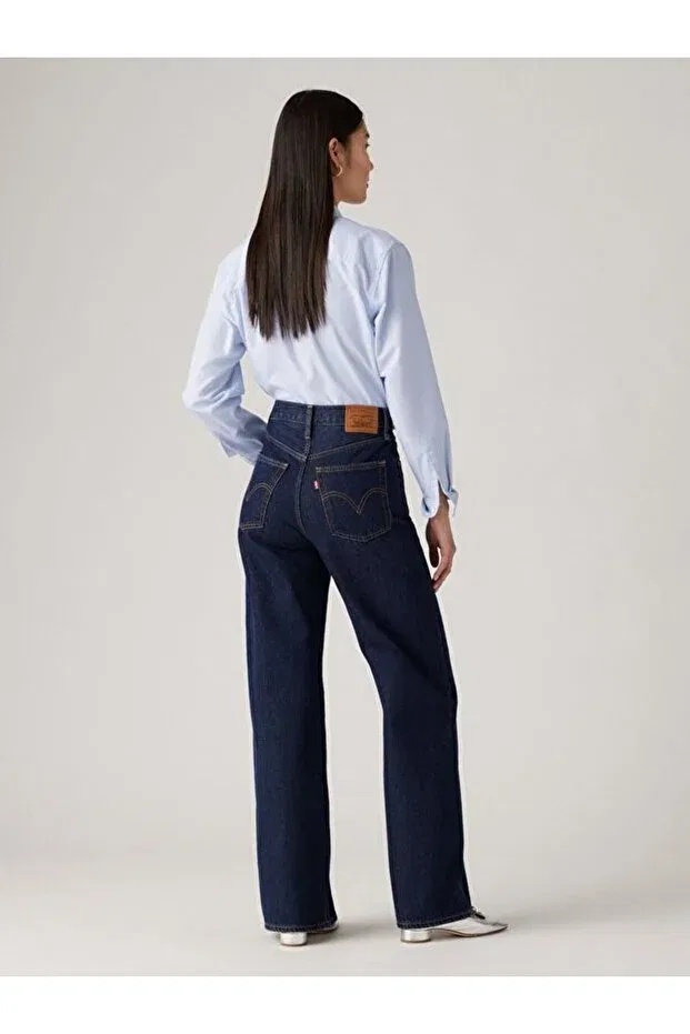 Женские джинсы с широкой штаниной Ribcage wide leg women's jean trousers - shaded view Levi'S, Dark Indigo - Flat Finish — фото 3