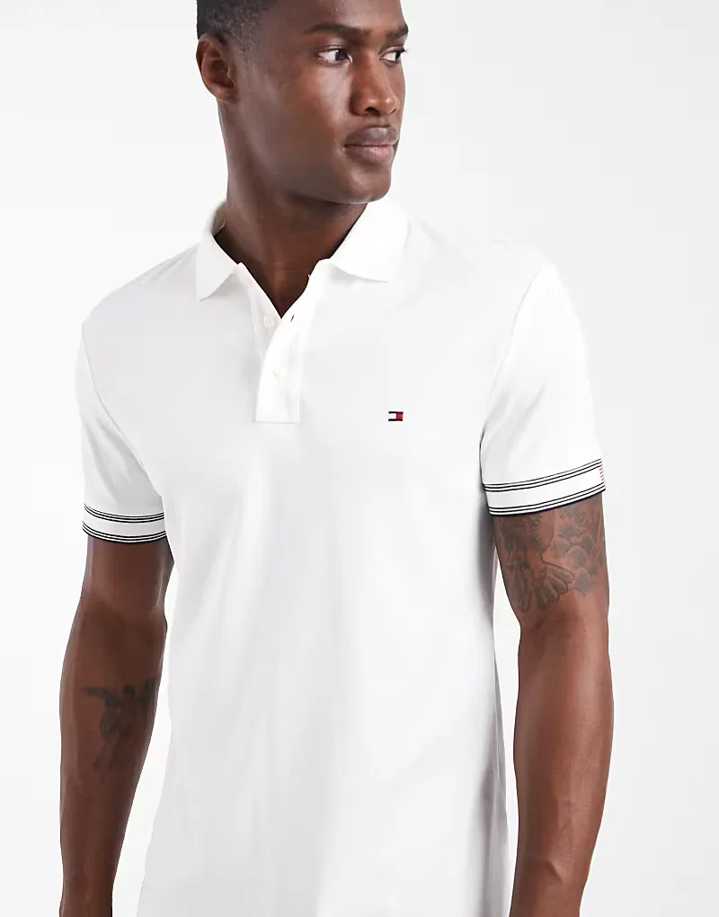 Поло regular fit с манжетами Tommy Hilfiger, белый