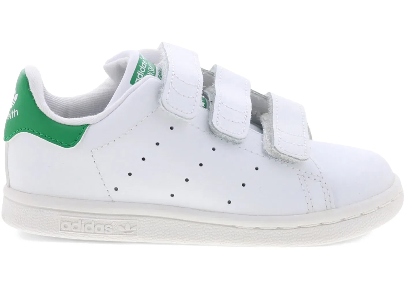 Детские кроссовки для мальчиков с кожаным верхом Adidas Stan Smith CF, Cloud White Fairway Green