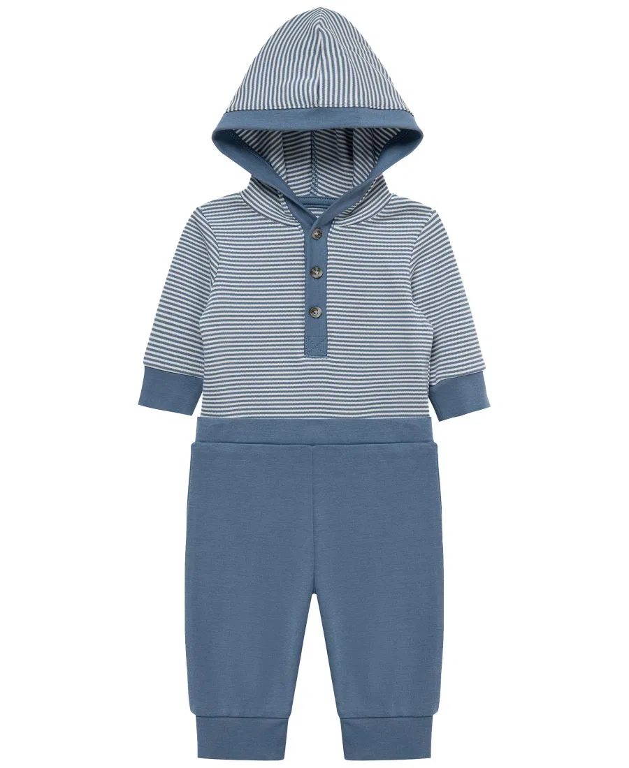 Комплект из боди и брюк с капюшоном, с длинным рукавом, Bear Little Me, Blue — фото 4
