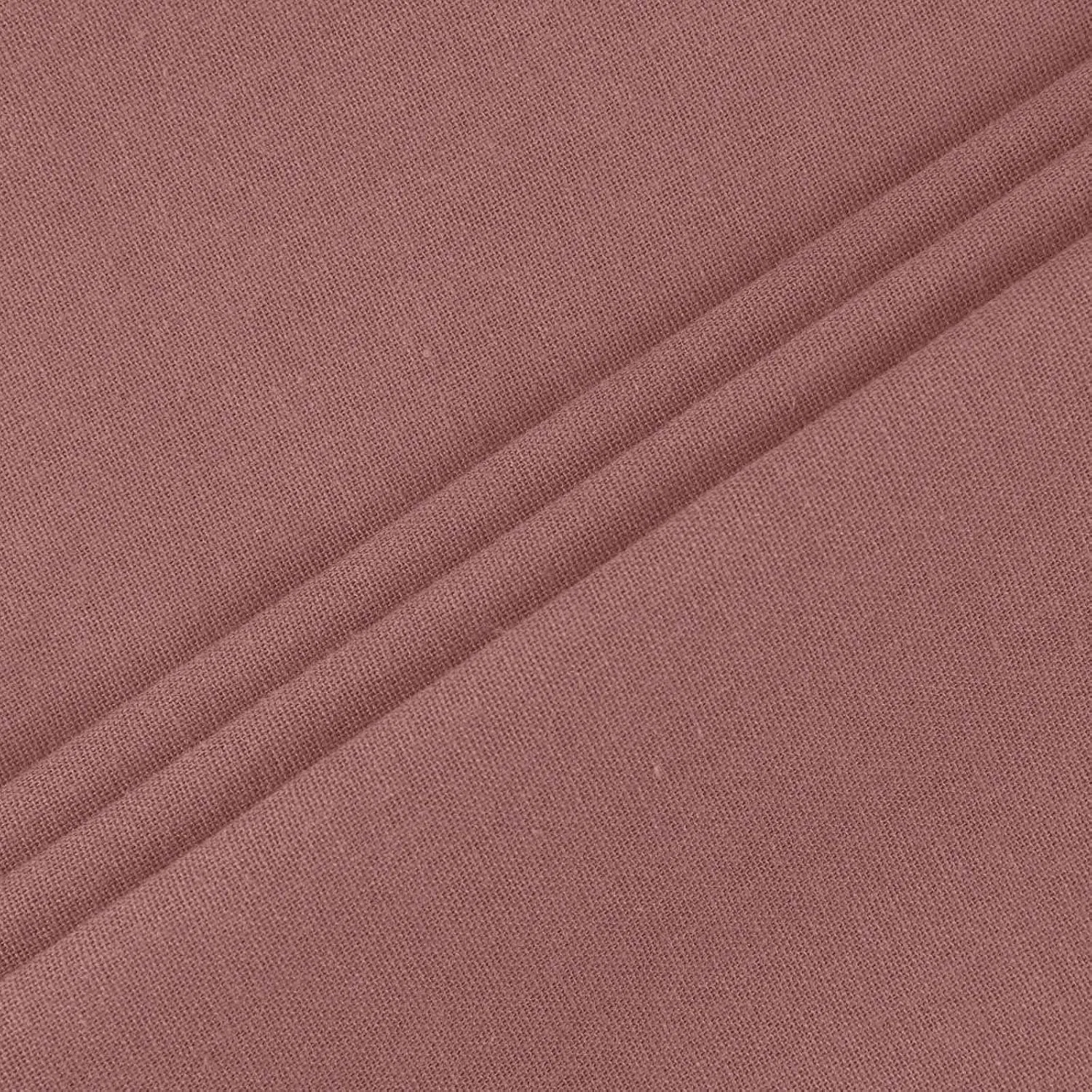 Женское льняное платье с V-образным вырезом, 3/4 рукав, Pink — фото 4