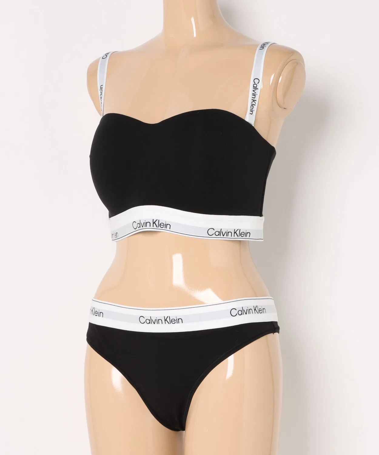 Женский комплект бюстгальтера и трусов-слипов с логотипом Calvin Klein, Black — фото 3