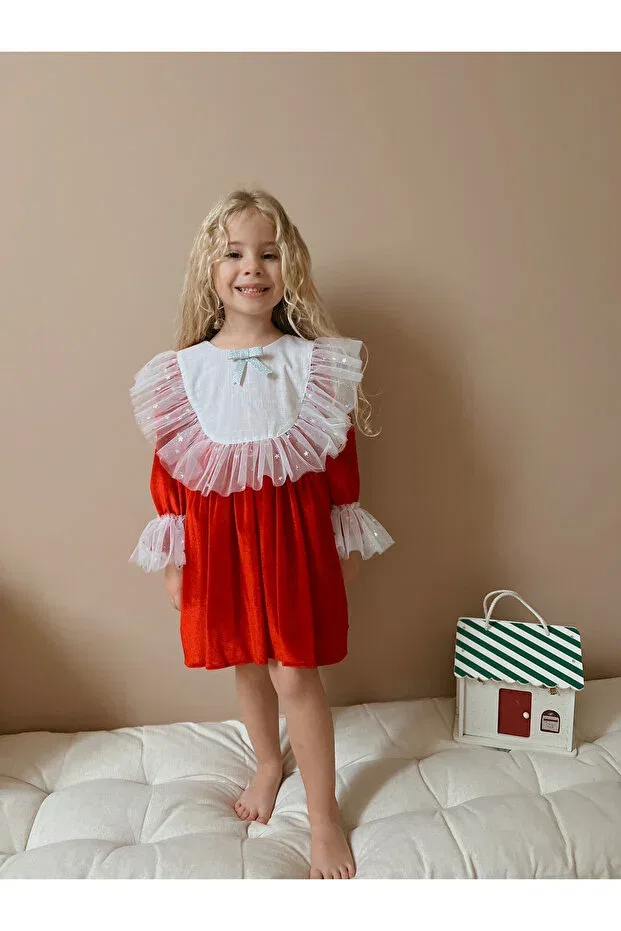 Детское платье для девочек с длинным рукавом Linola Baby Kids, Red — фото 4