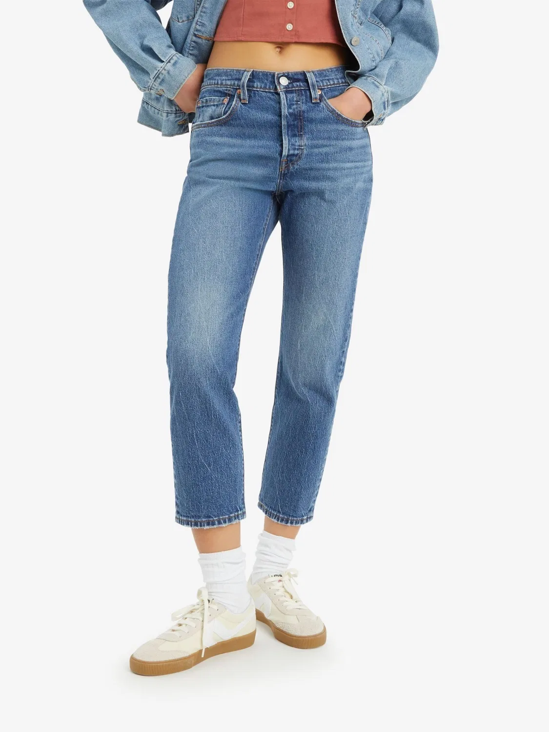 Джинсы прямого кроя 501 Crop Stretch Levi's, синие