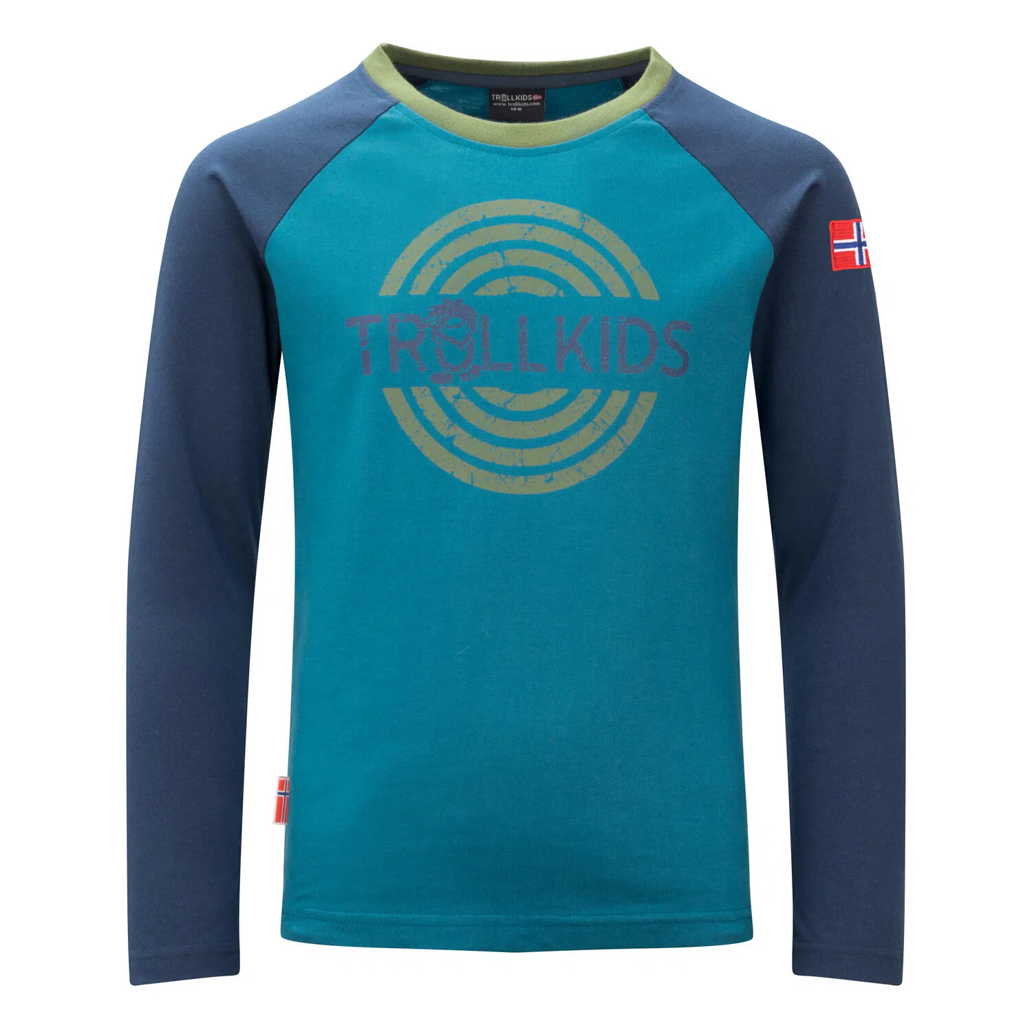 Детский лонгслив с принтом Preikestolen Trollkids, Dunkelblau Navyblau Dunkelgrun