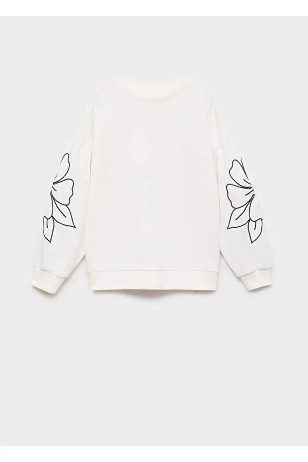Детские свитшот для девочек с цветочной вышивкой Mango Kids, Off White