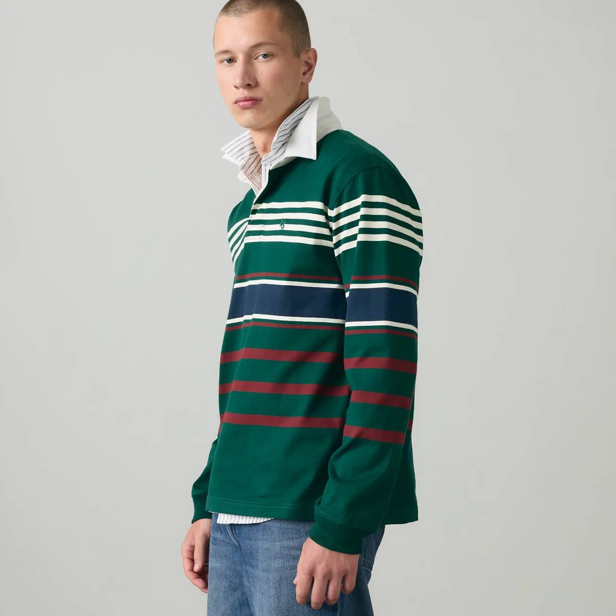 Регбийная футболка Union Levi's, Amos Stripe Ponderosa Pine - Green — фото 2