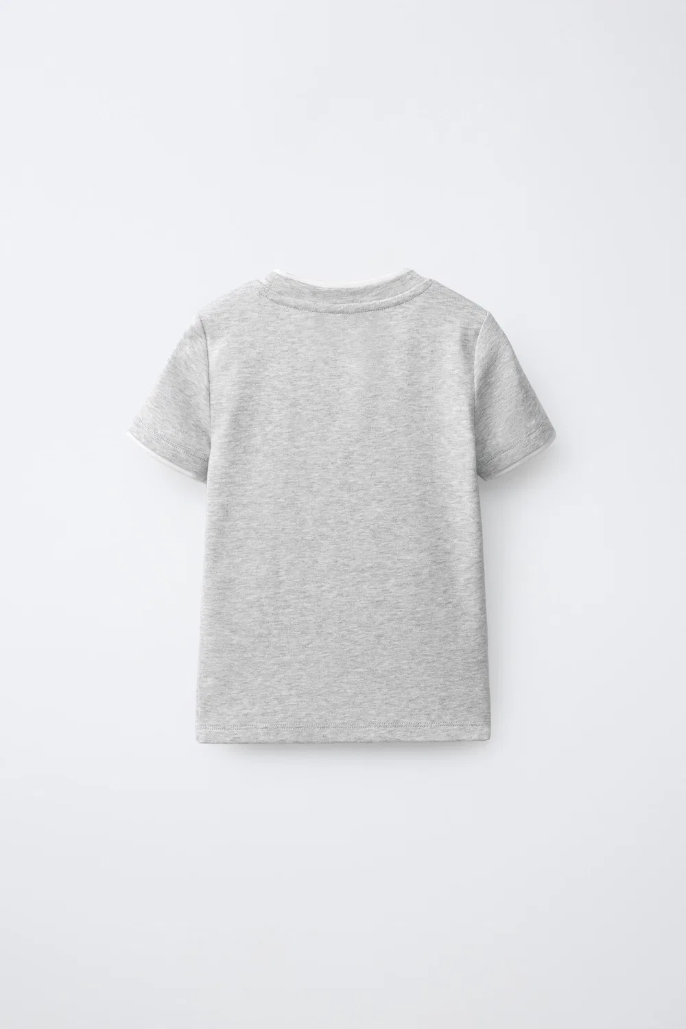Футболка с двойным вырезом из смеси модала ZARA, Grey Marl — фото 2