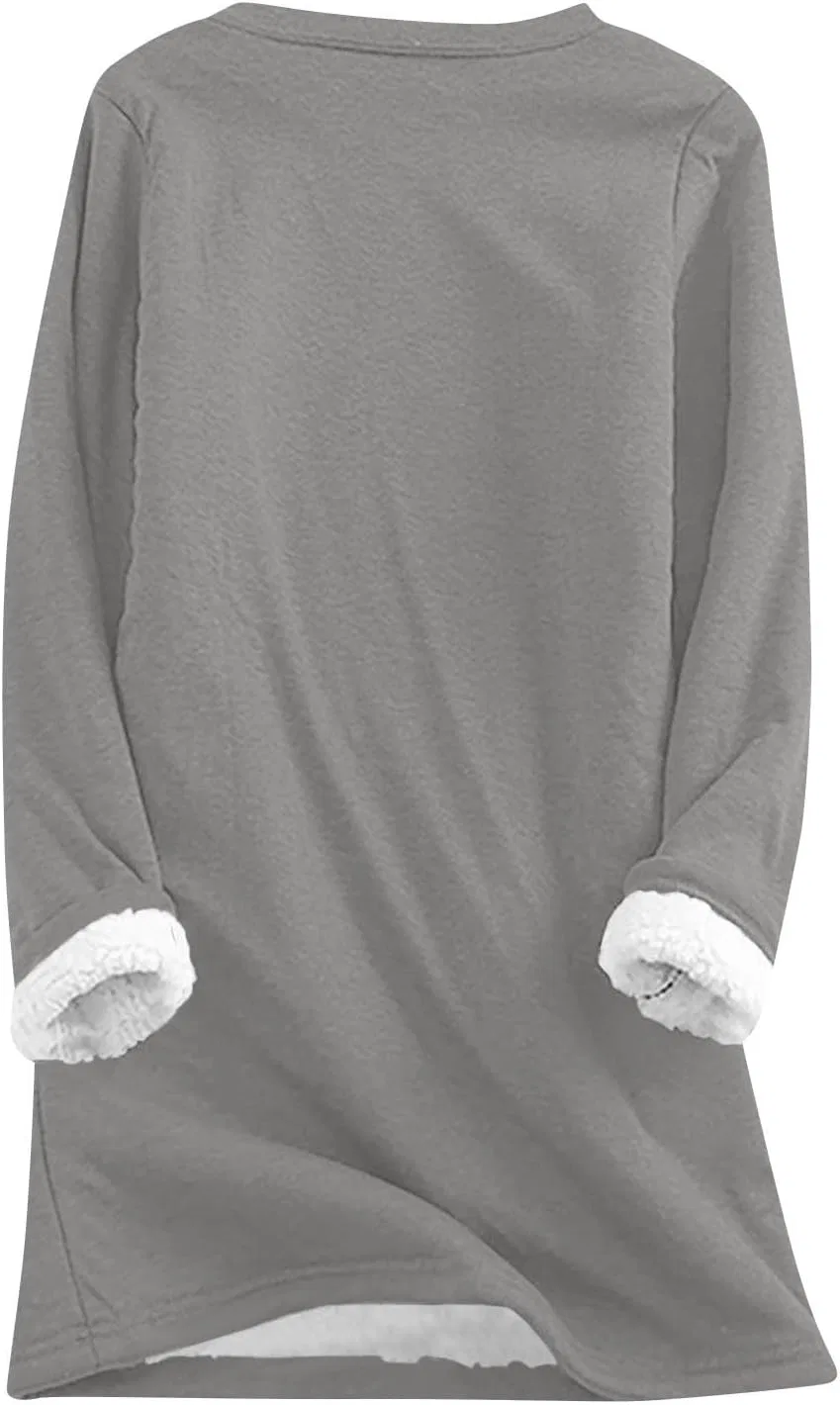 Женский свитшот на флисе с начёсом, Pullover, серый — фото 3